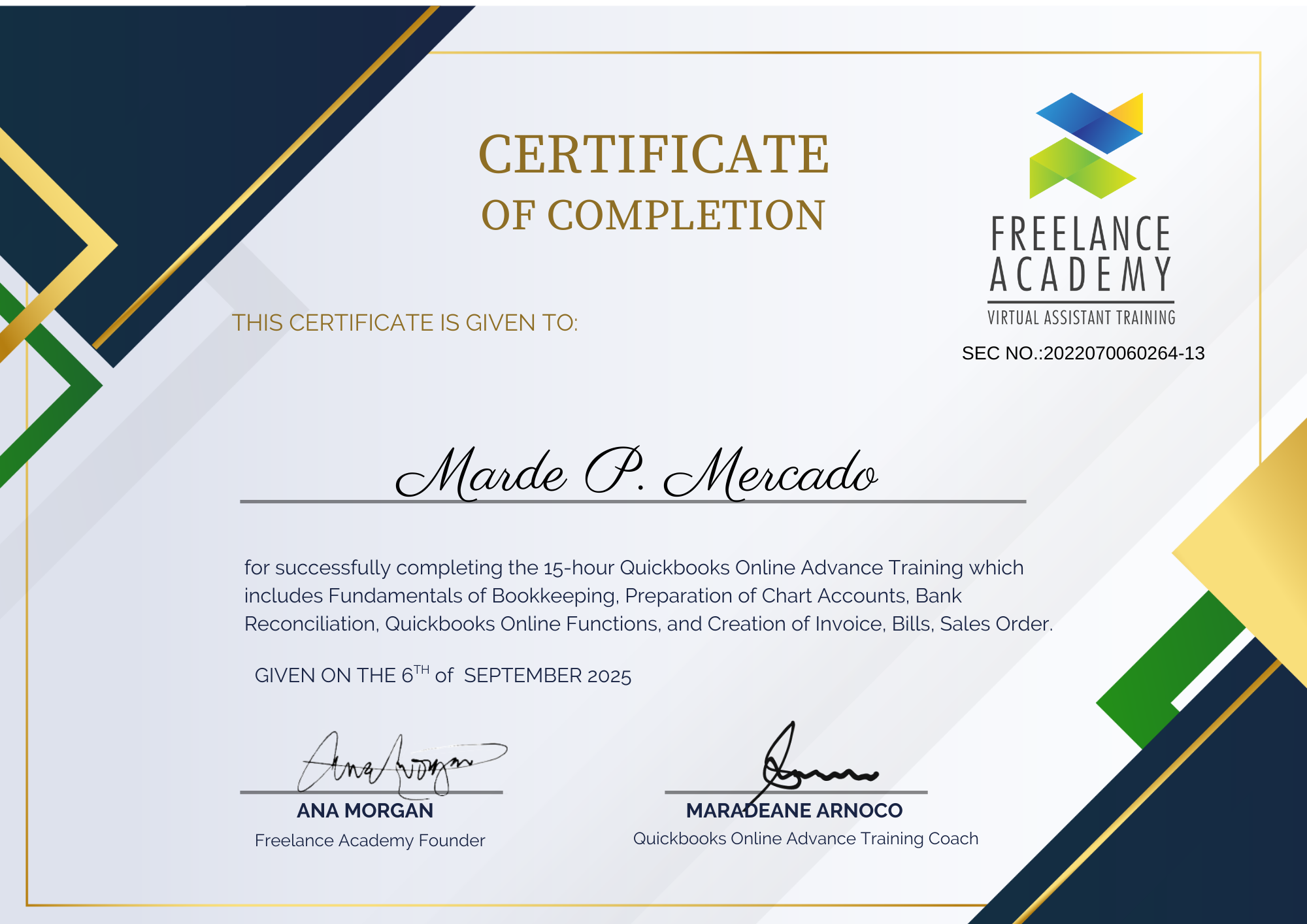 Freelance Academy Quickbooks Online Advance Training