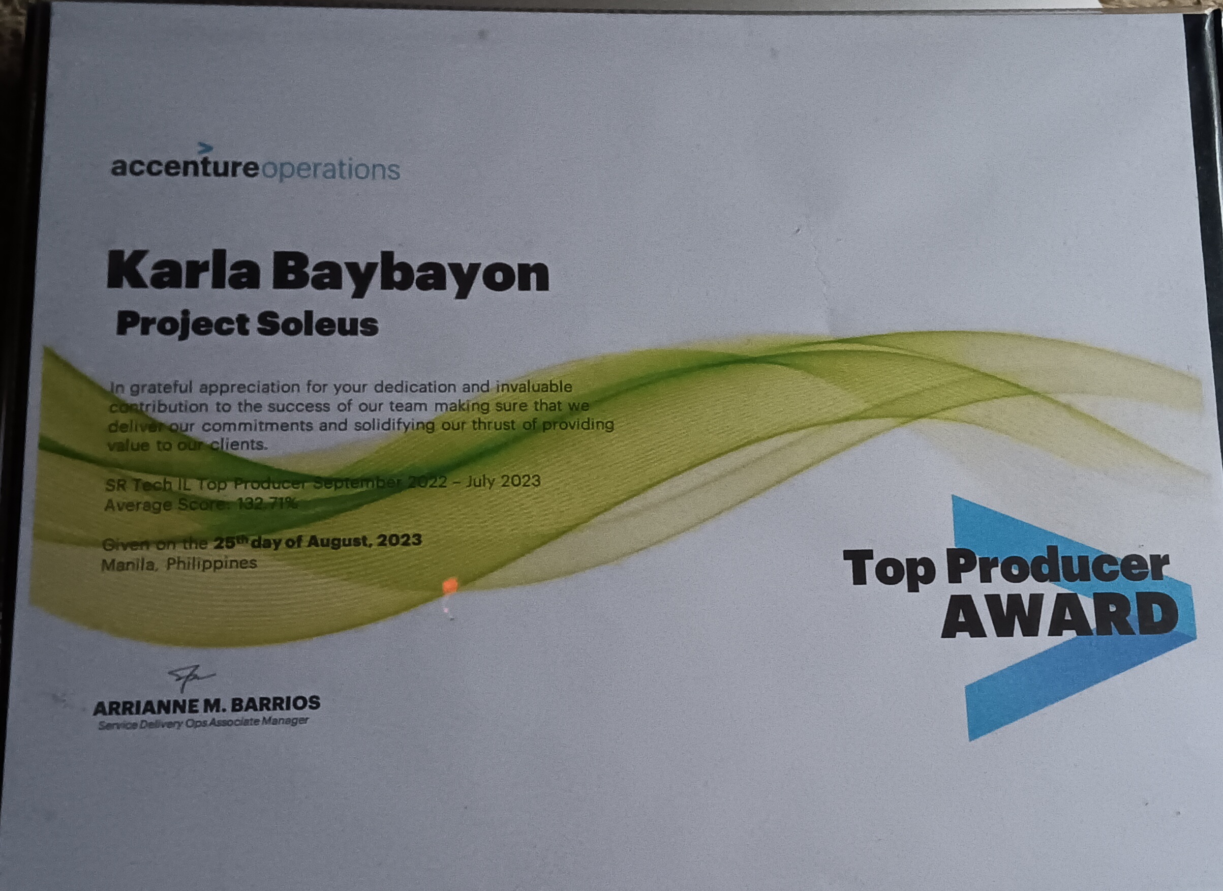 Top Producer Award