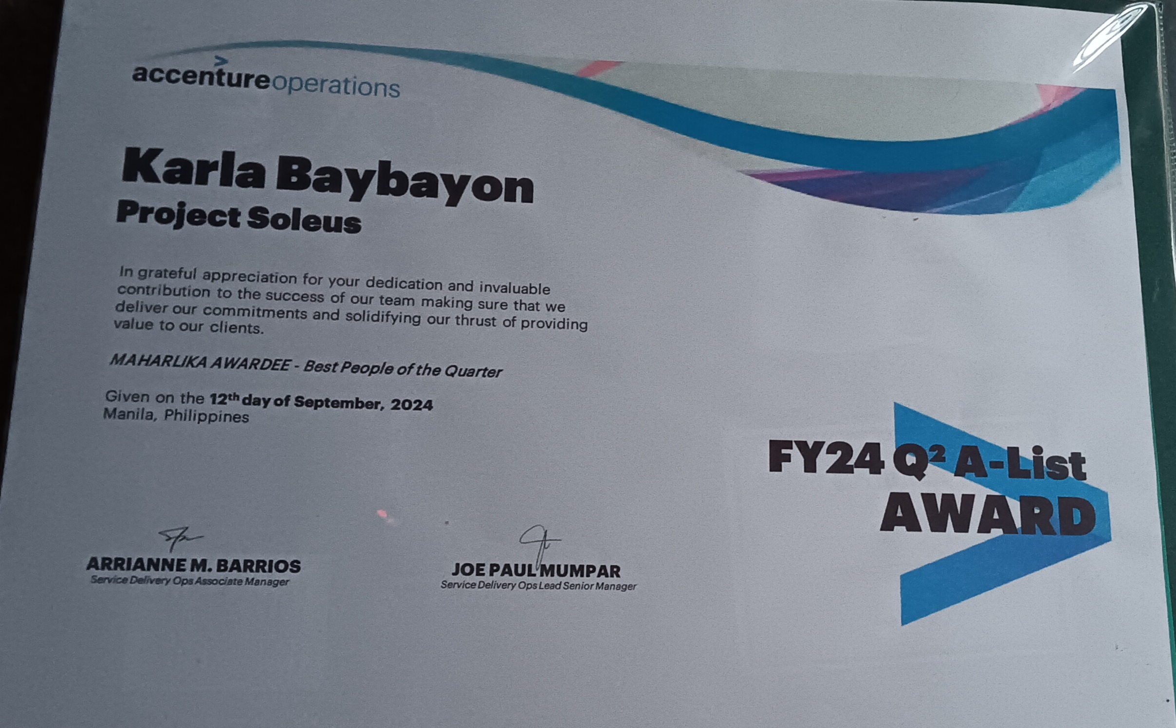 FY24 Q² A- List Award