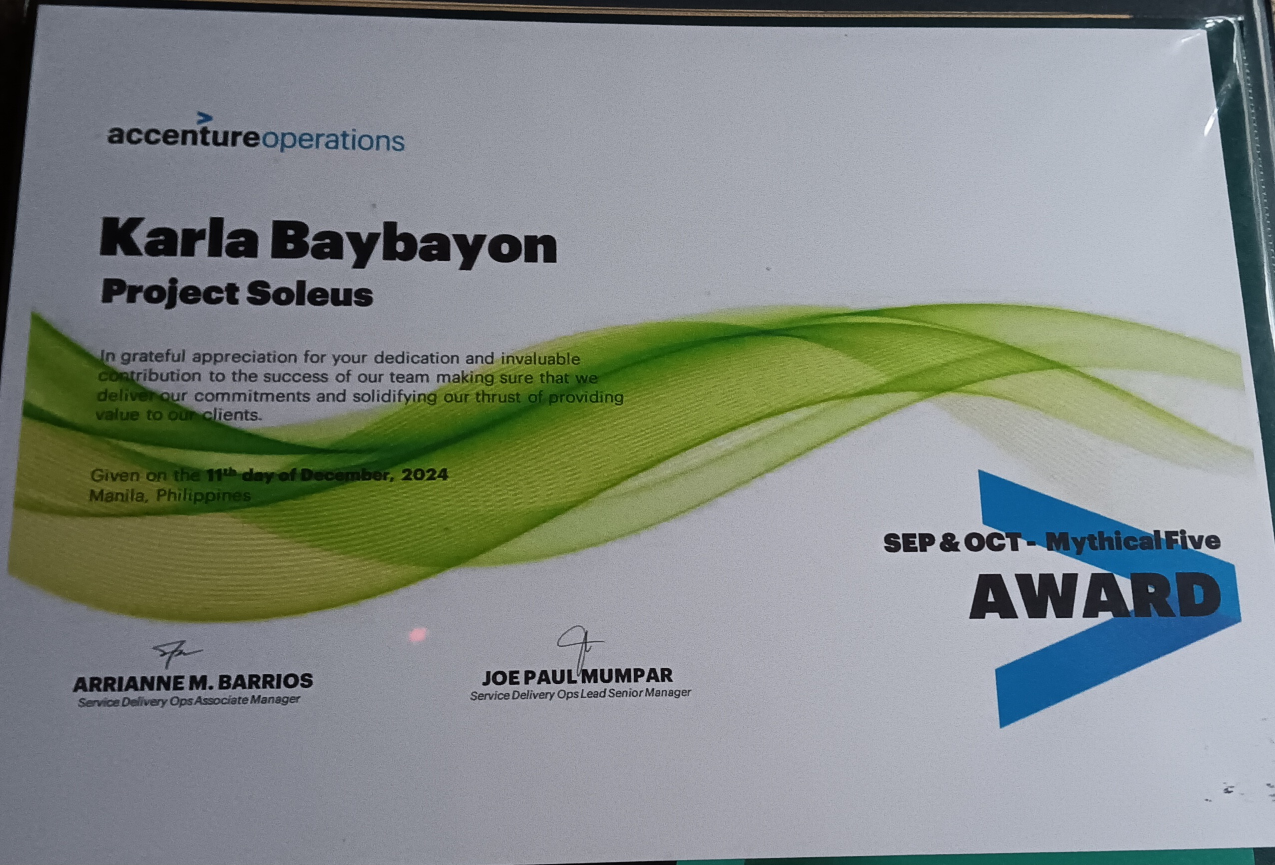 Sept & Oct- Mythical Five