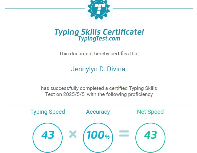 Typing Skills Certificate