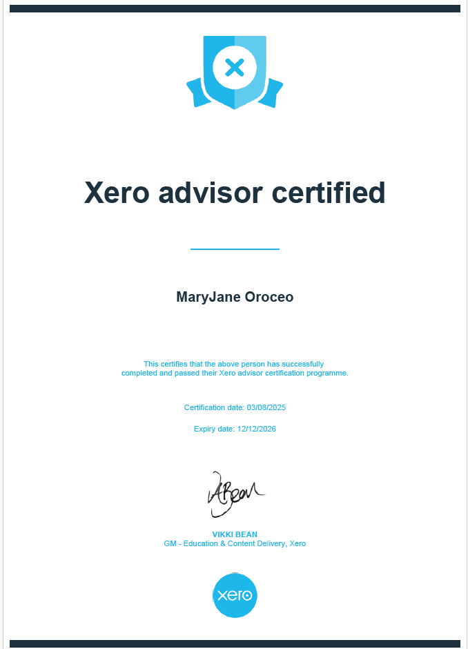 XERO Advisor Certificate