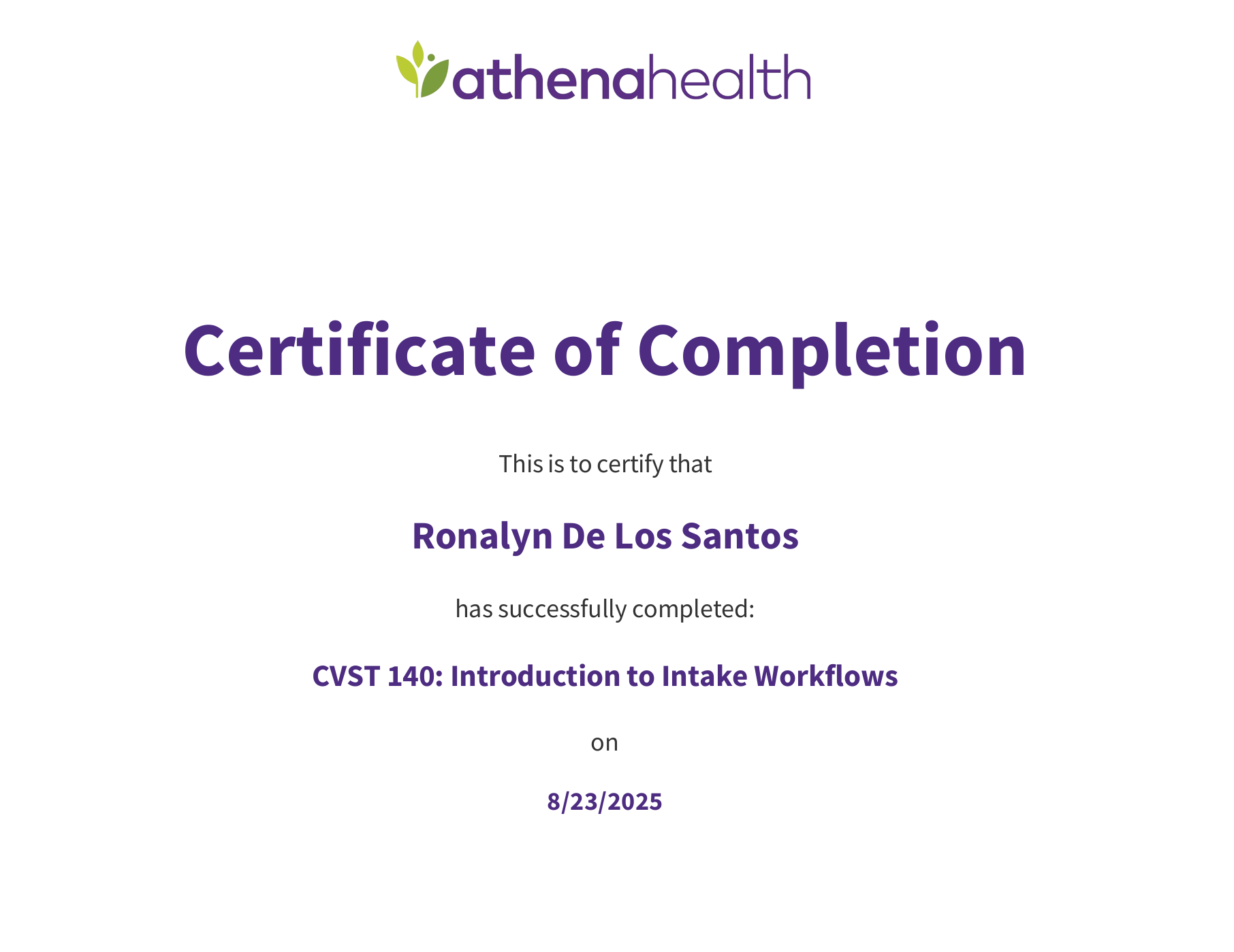 Athena Intake Workflows