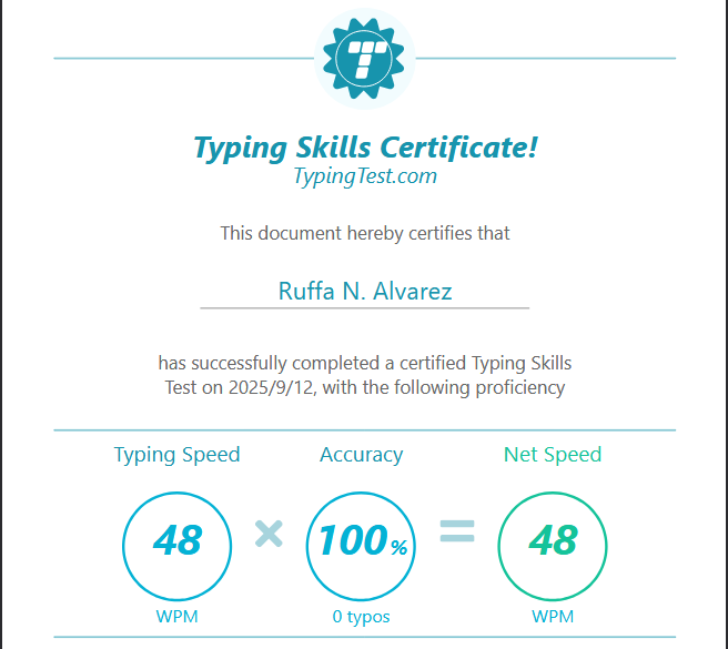 Typing Skills Certificate