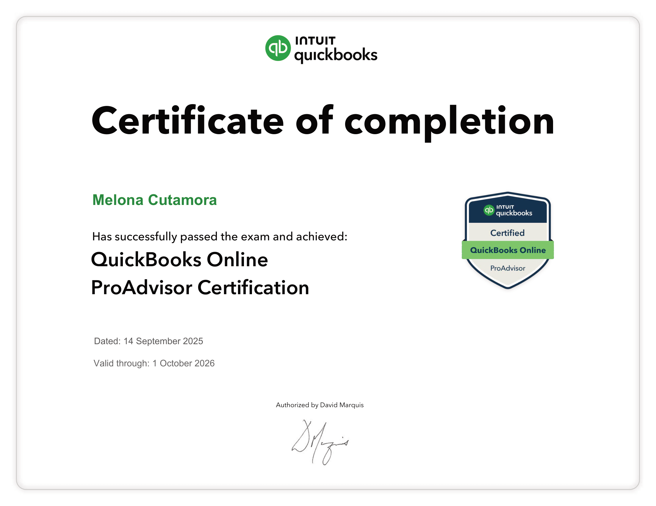 QuickBooks Online Certification