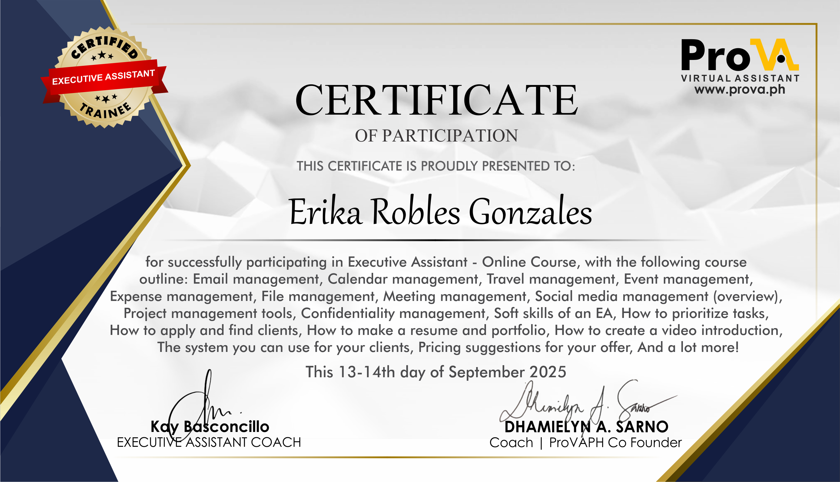 Executive Virtual Assistant Training