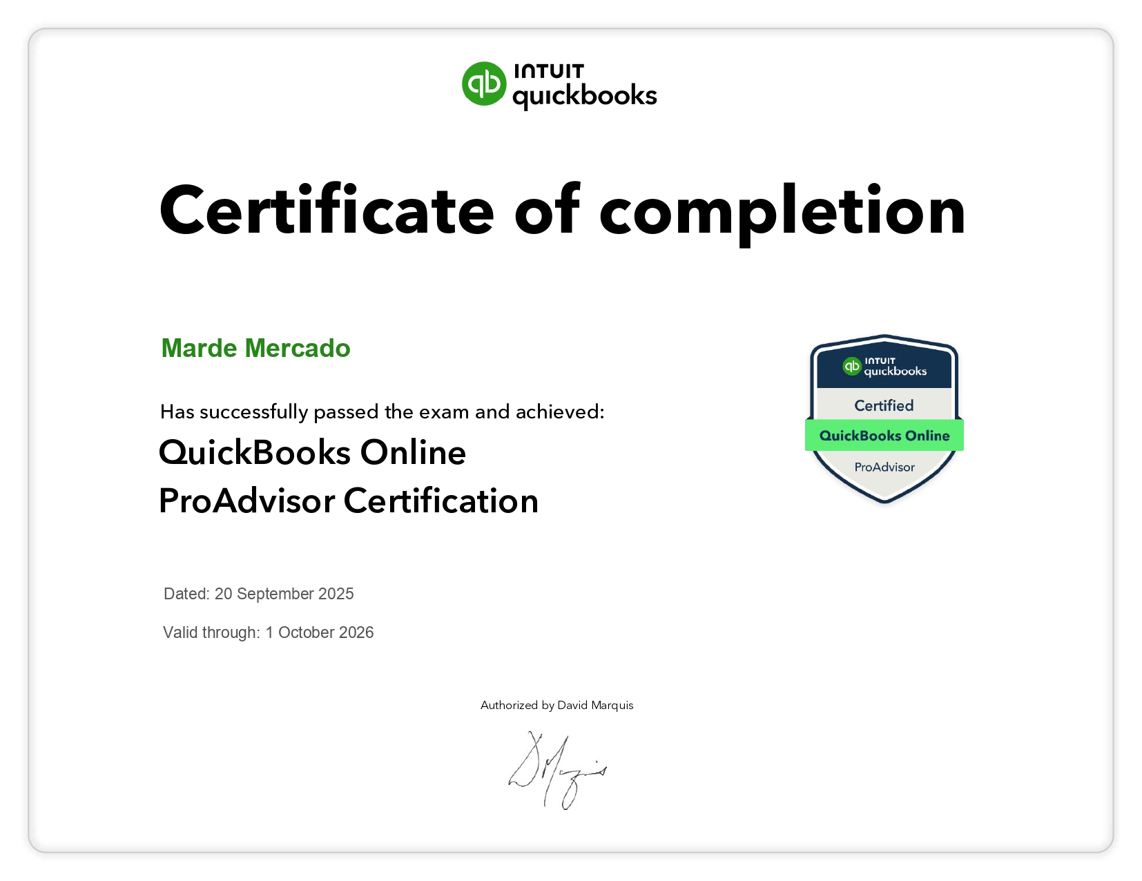 Quickbooks Online ProAdvisor Certification