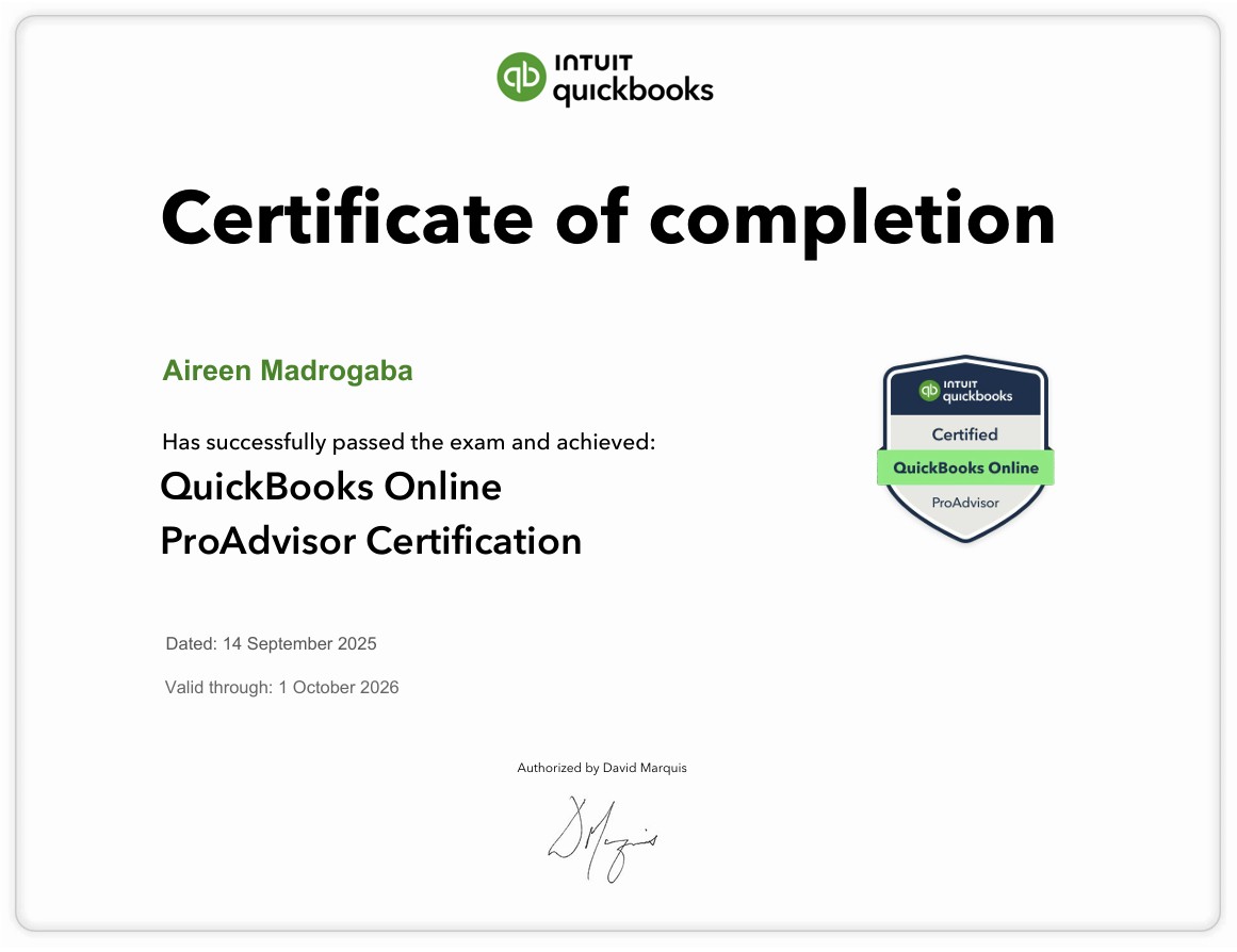 QuickBooks Online ProAdvisor Certification