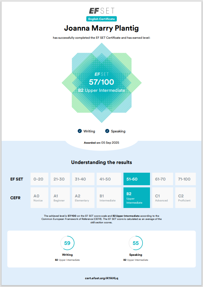 EF SET English Certificate – B2 Upper Intermediate