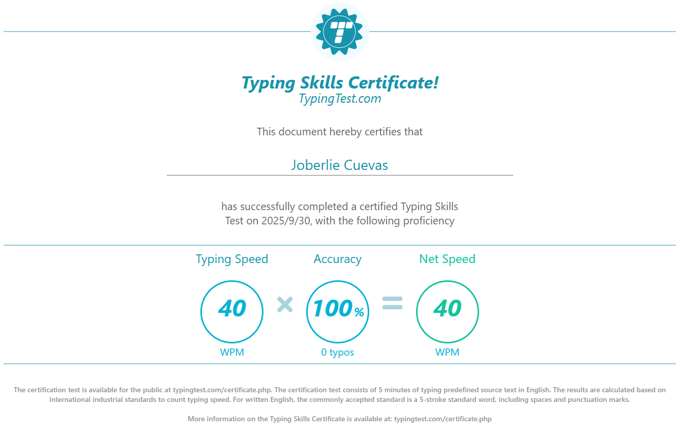 Typing Test Result