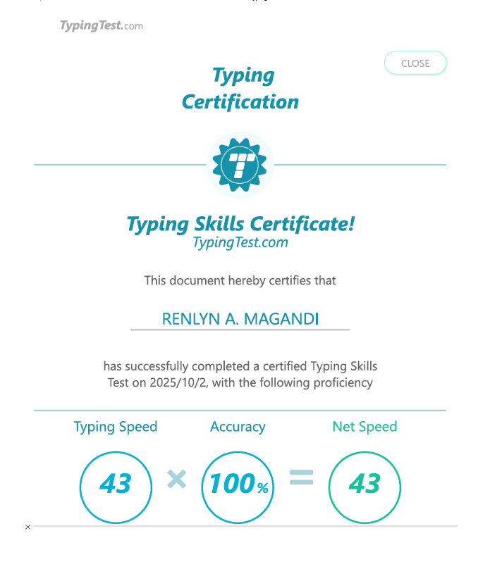 Typing Skills Certificate
