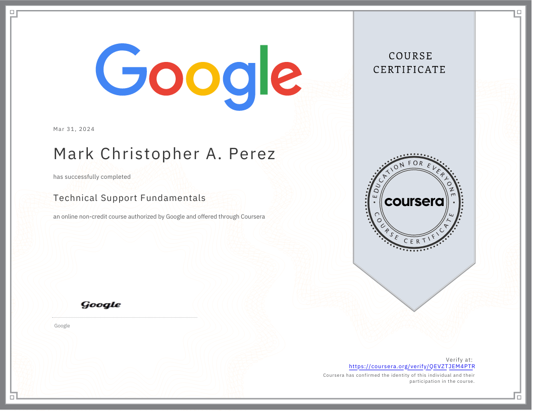 Technical Support Fundamentals – Coursera | March 2024