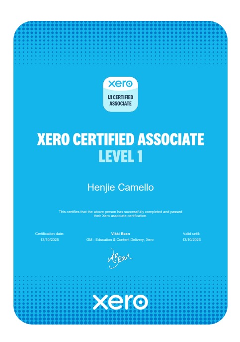 XERO CERTIFICATE ASSOCIATE - LEVEL 1