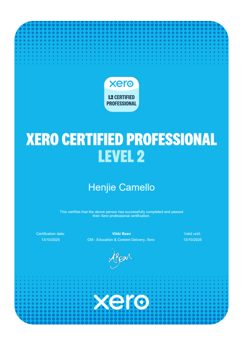 XERO CERTIFICATE PROFESSIONAL - LEVEL 2