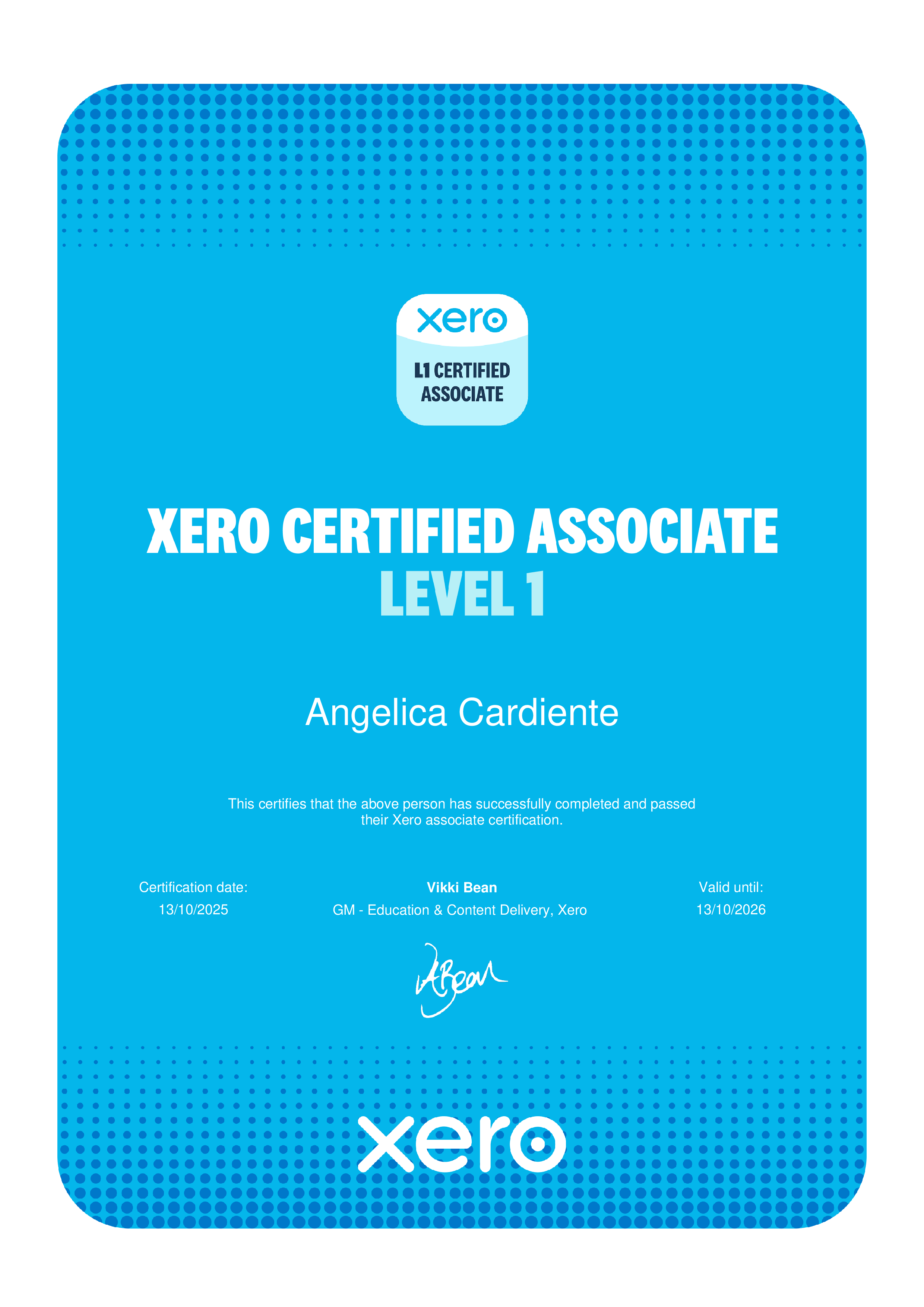 XERO CERT. ASSOCIATE LEVEL 1