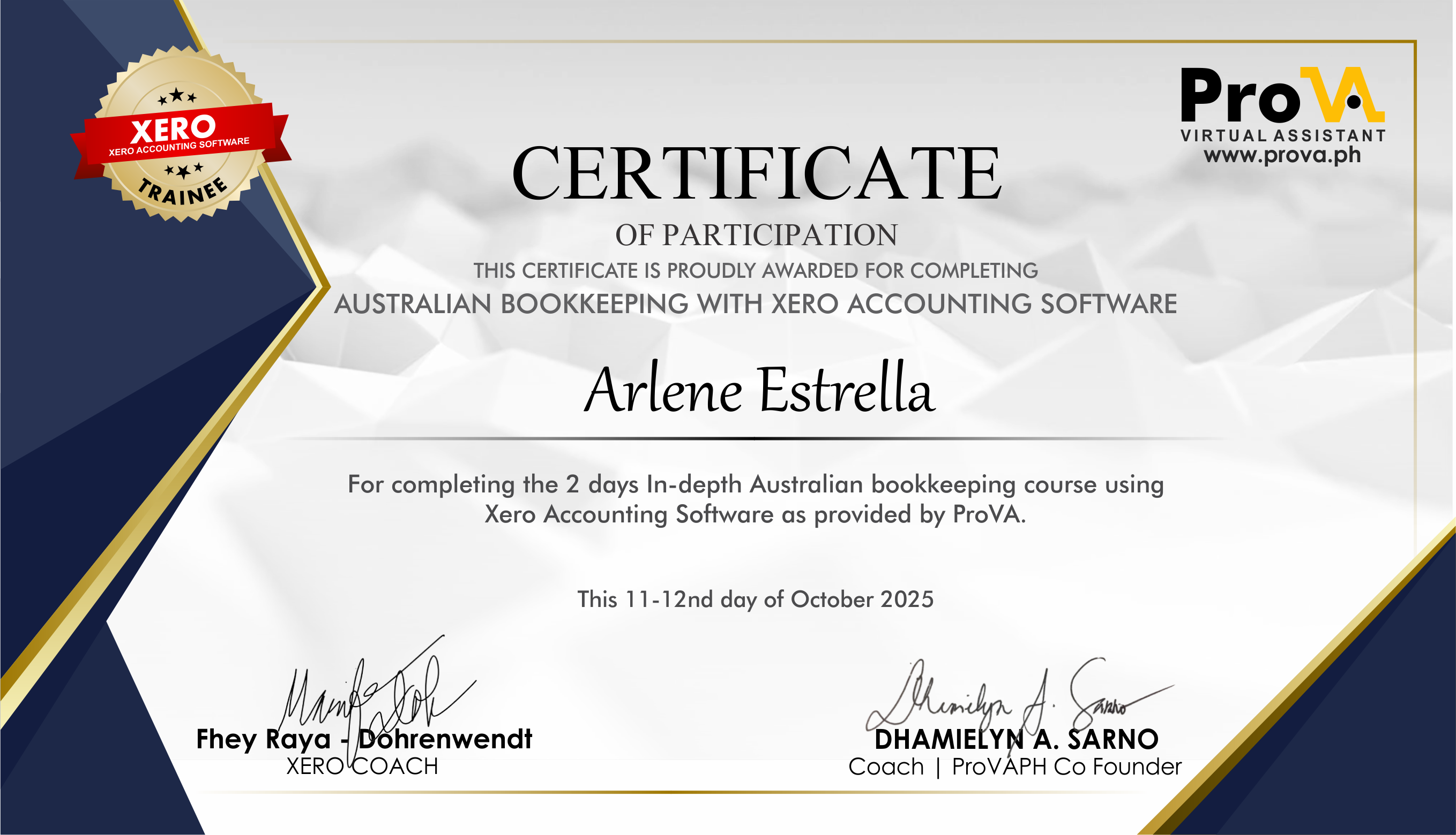 XERO ACCOUNT at PRO VA