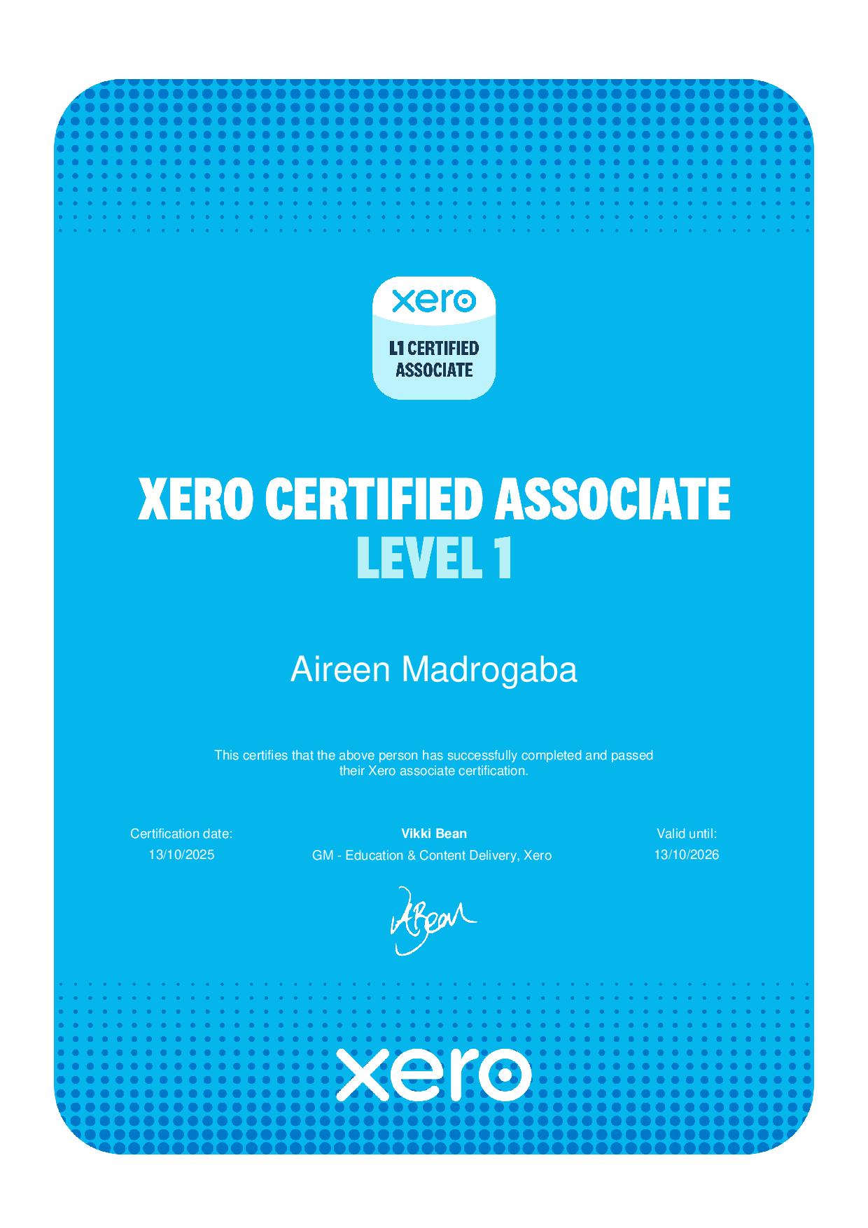 L1 Xero Certified Associate
