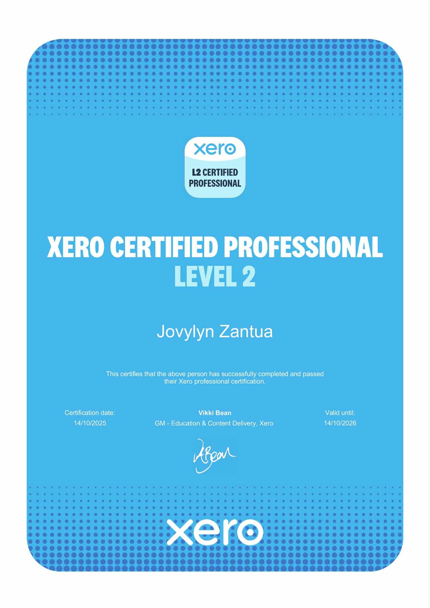 Xero Certified Professional- Level 2