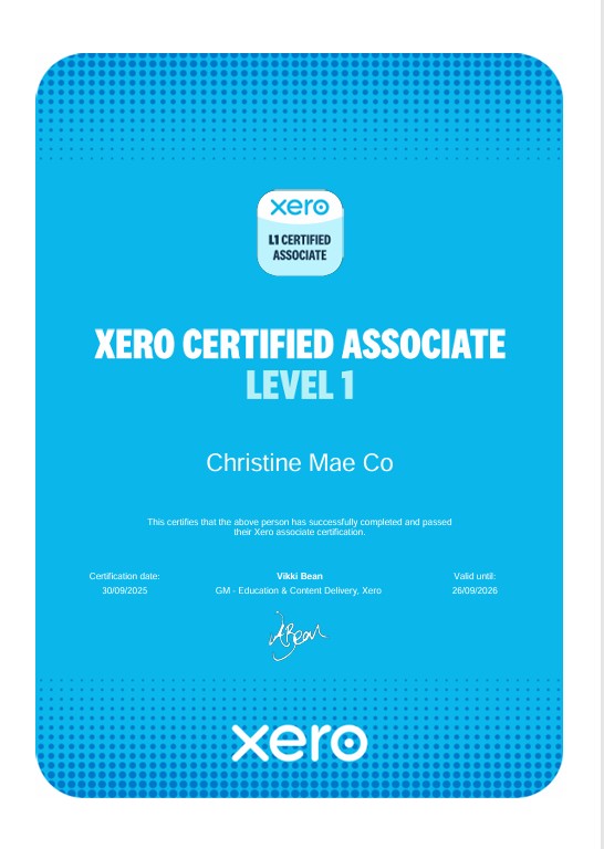 Xero Associate Lv. 1 Certificate