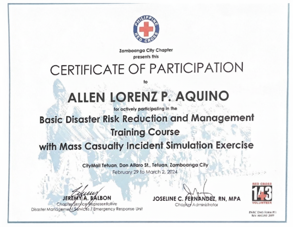 Red Cross Certificate