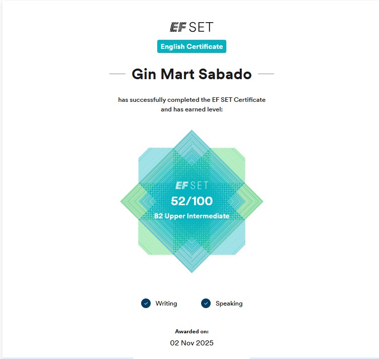 EF SET Certificate