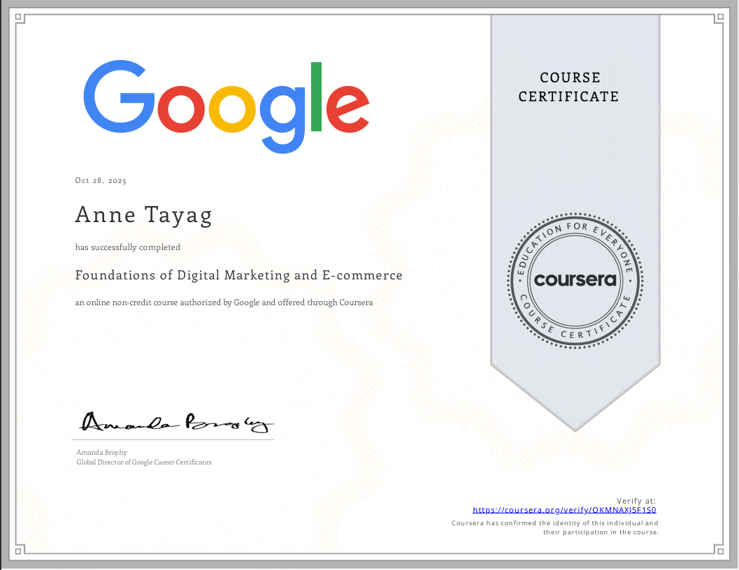 Google: Foundations of Digital Marketing and E-commerce