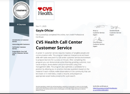 CVS Health Call Center Costumer Service COURSERA