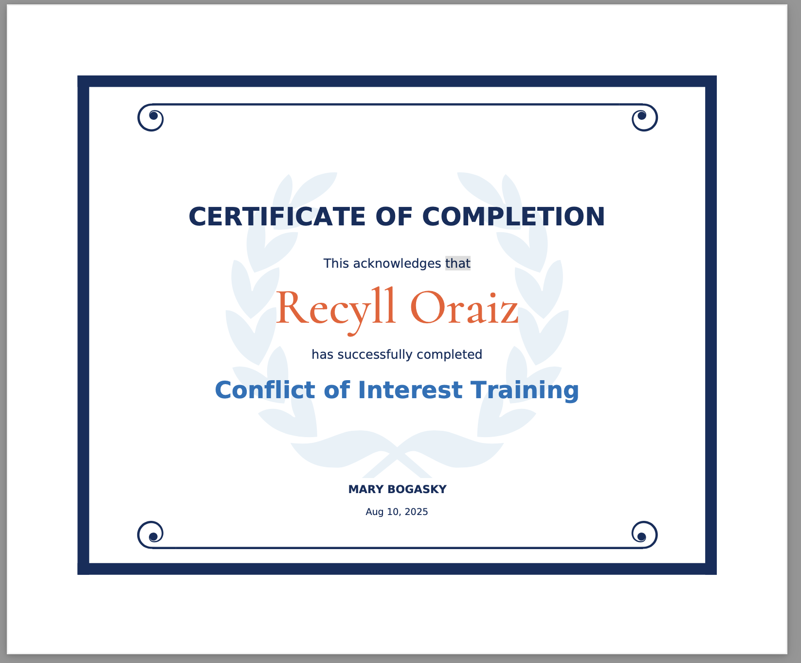 Conflict of Interest Training