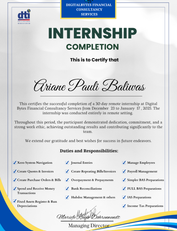 Internship Completion