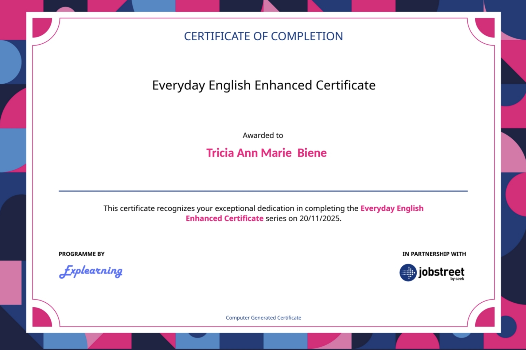 Everyday English Enhanced Certificate