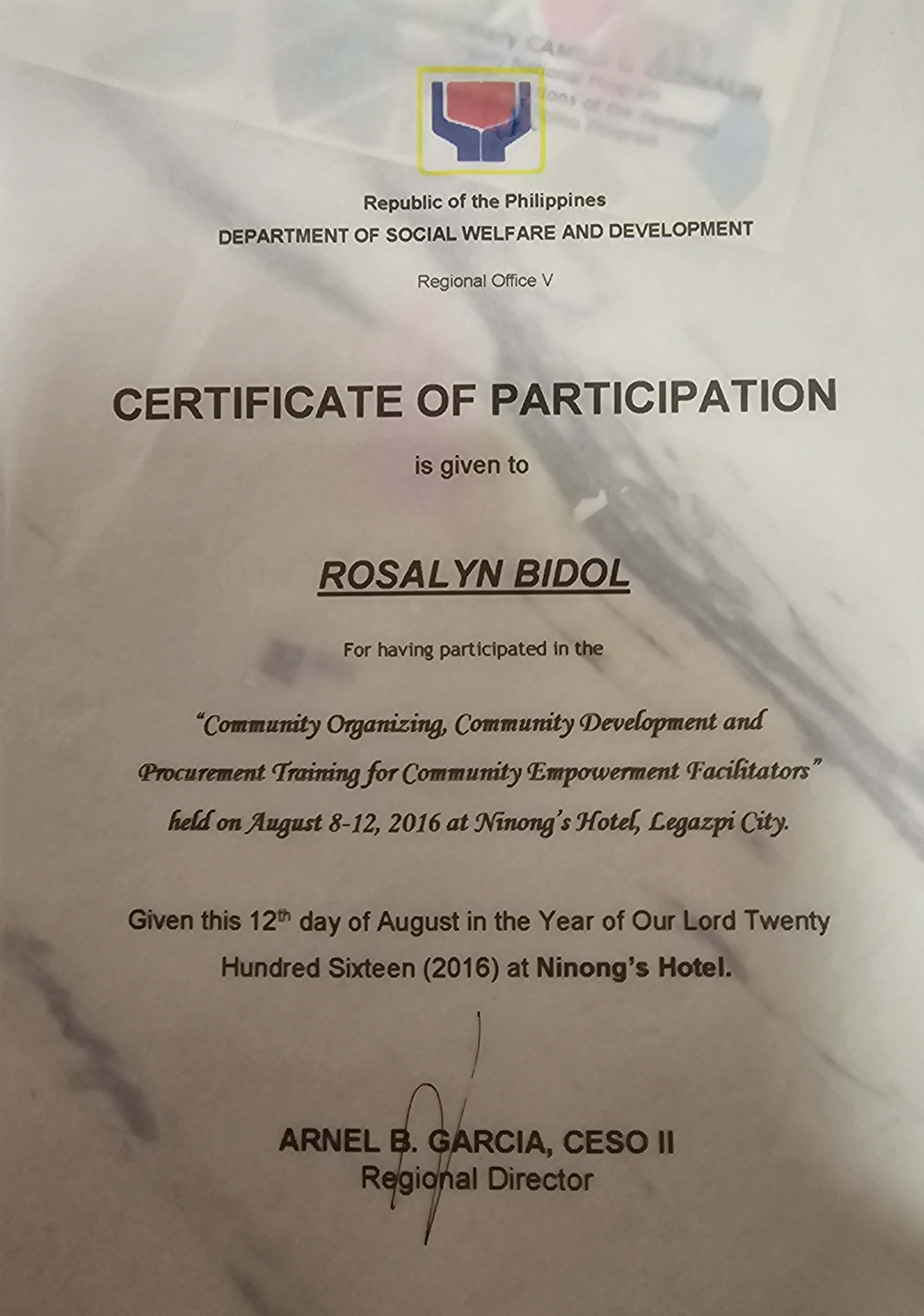 " Community Organizing, Community development and Procurement Training for Community Empowerment Facilitators "