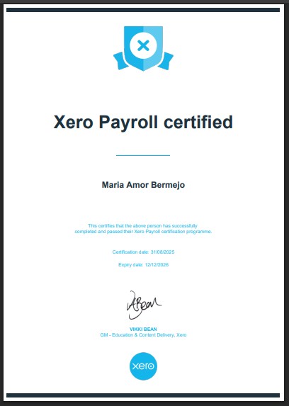 Xero Payroll Certificate
