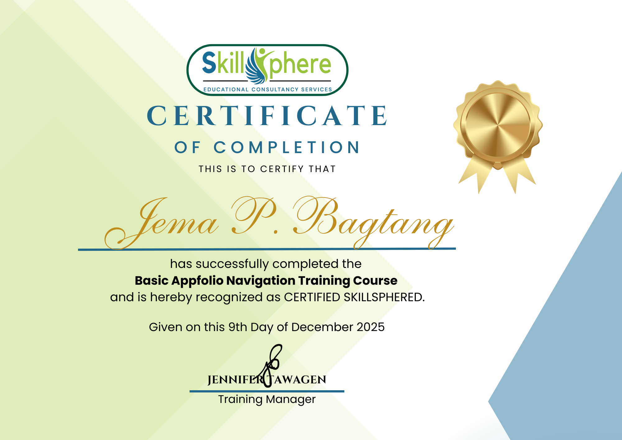 Basic Appfolio Navigation Certificate