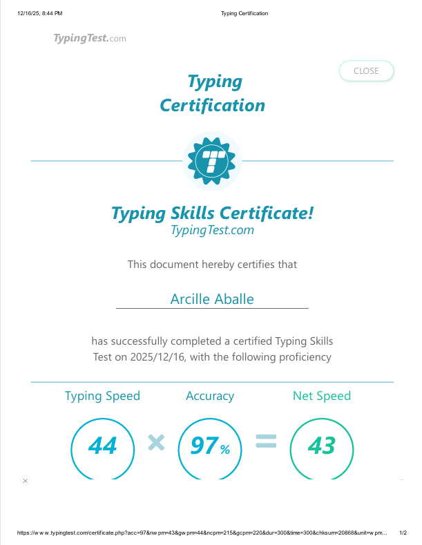 Typing Test Certification