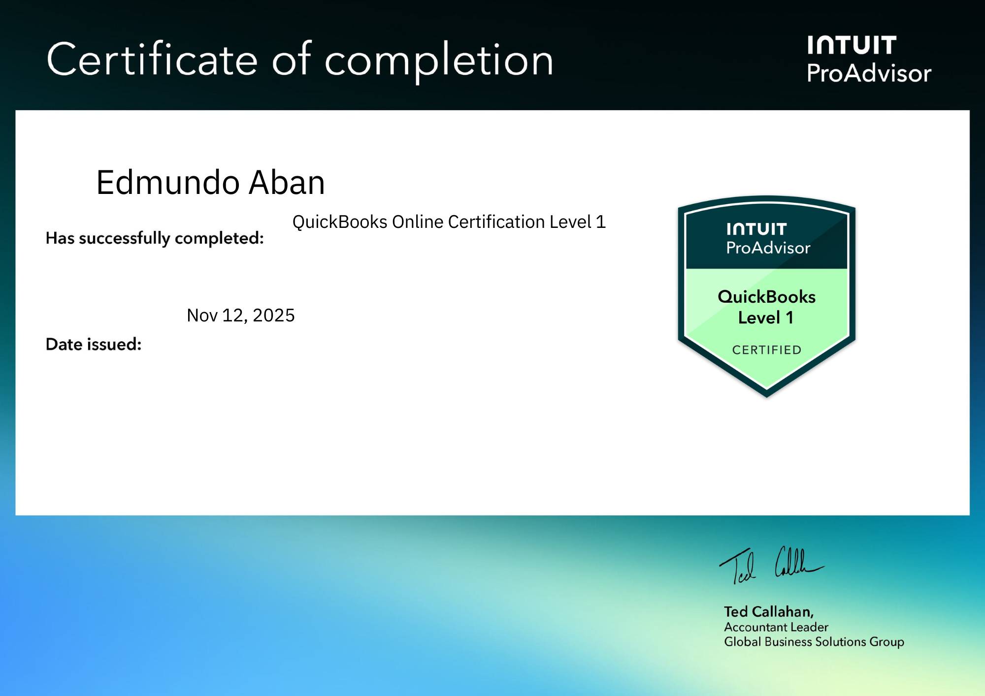 QBO Certificate level 1