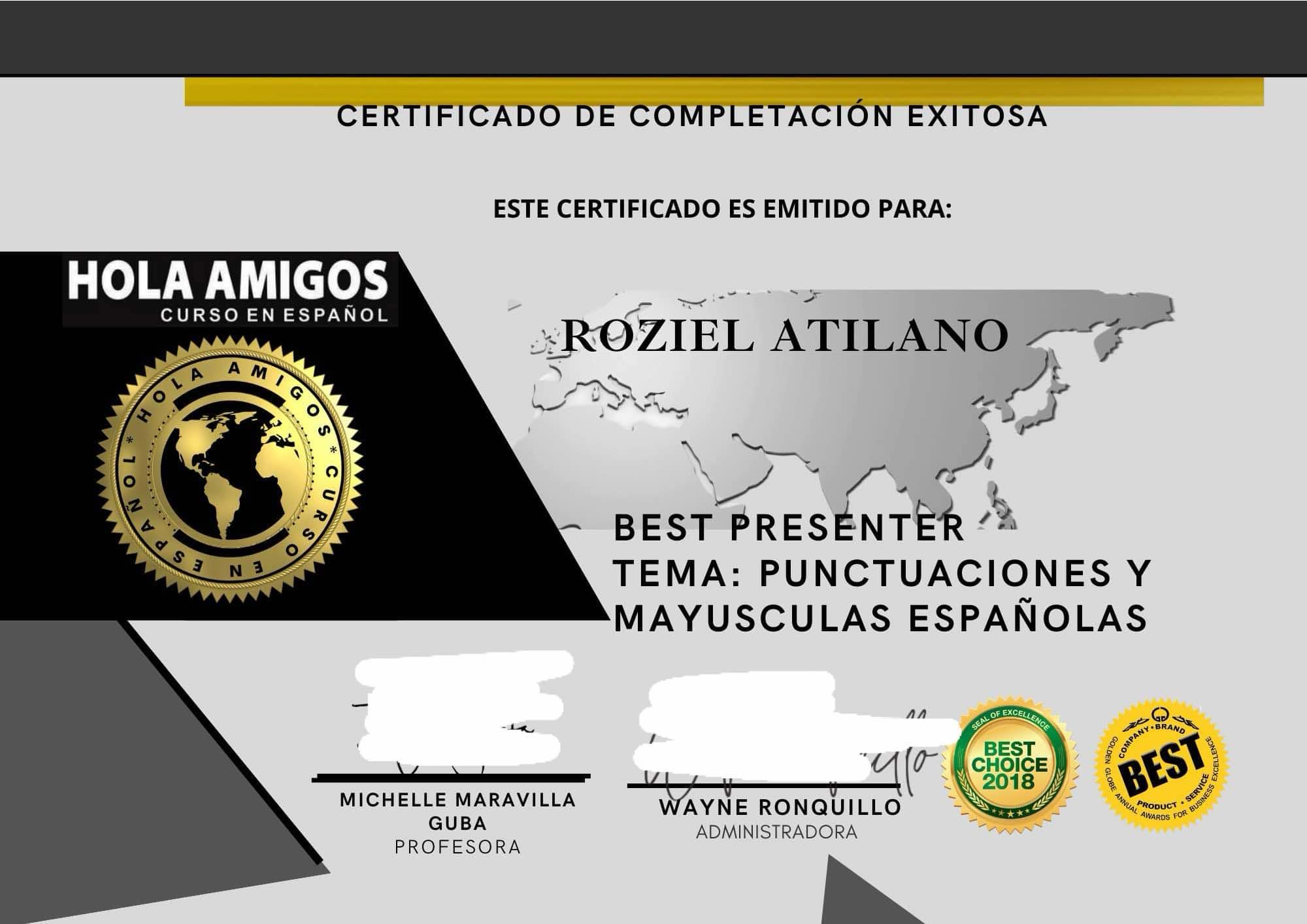 Best in Presentation Spanish