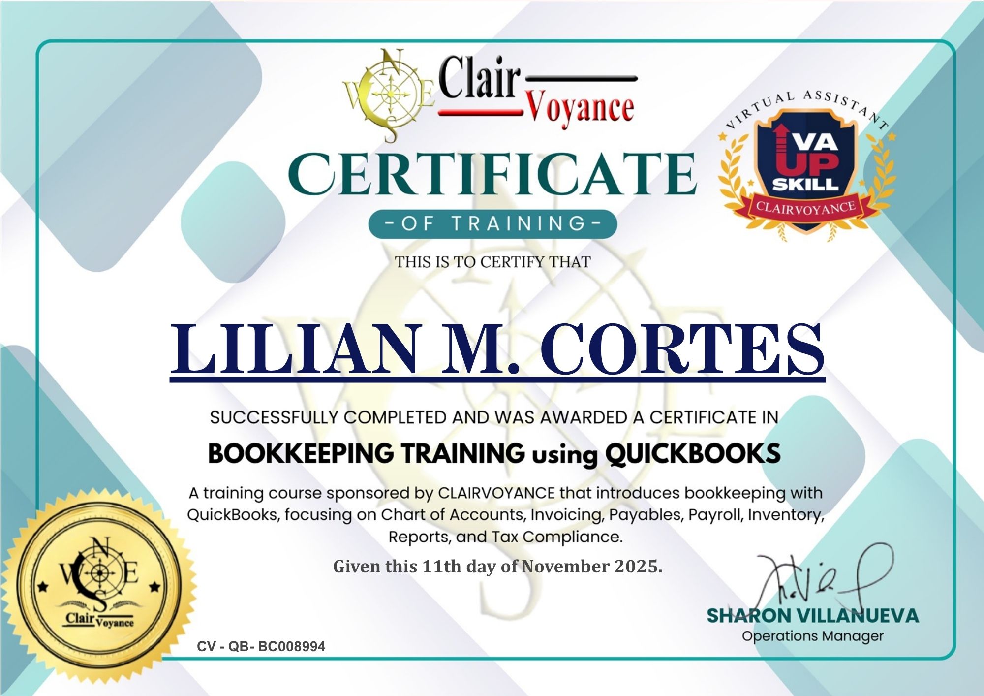 Certificate of Training