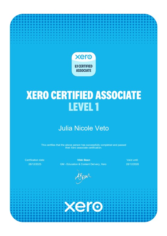Xero Certified Associate Level 1