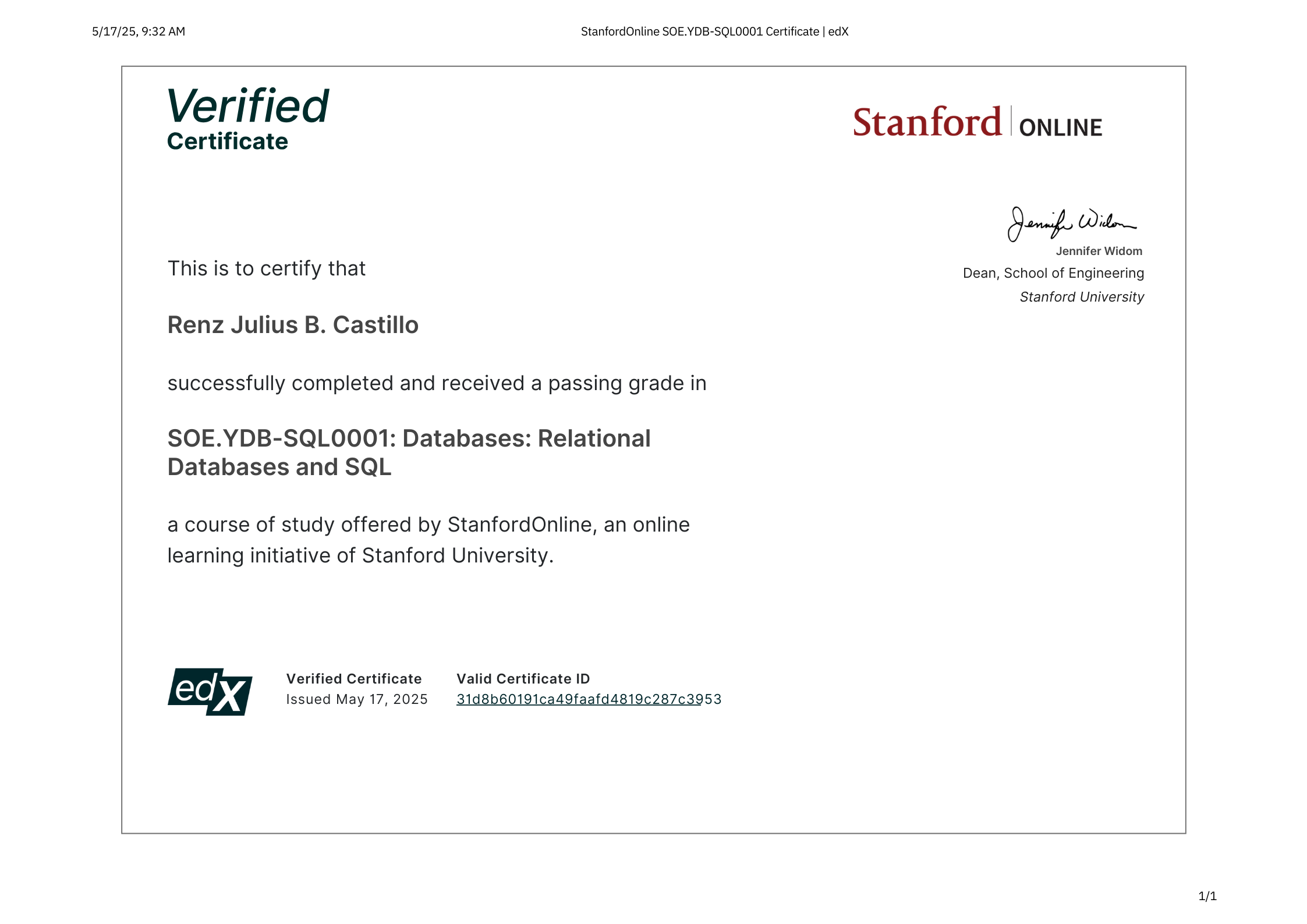 SQL & Relational Databases