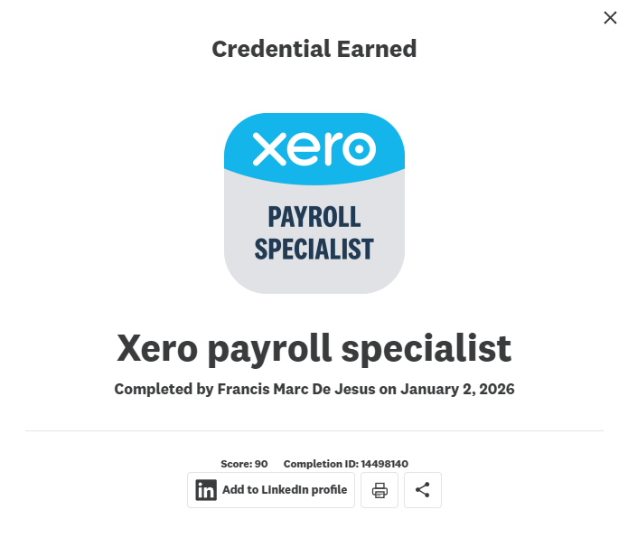Xero payroll specialist