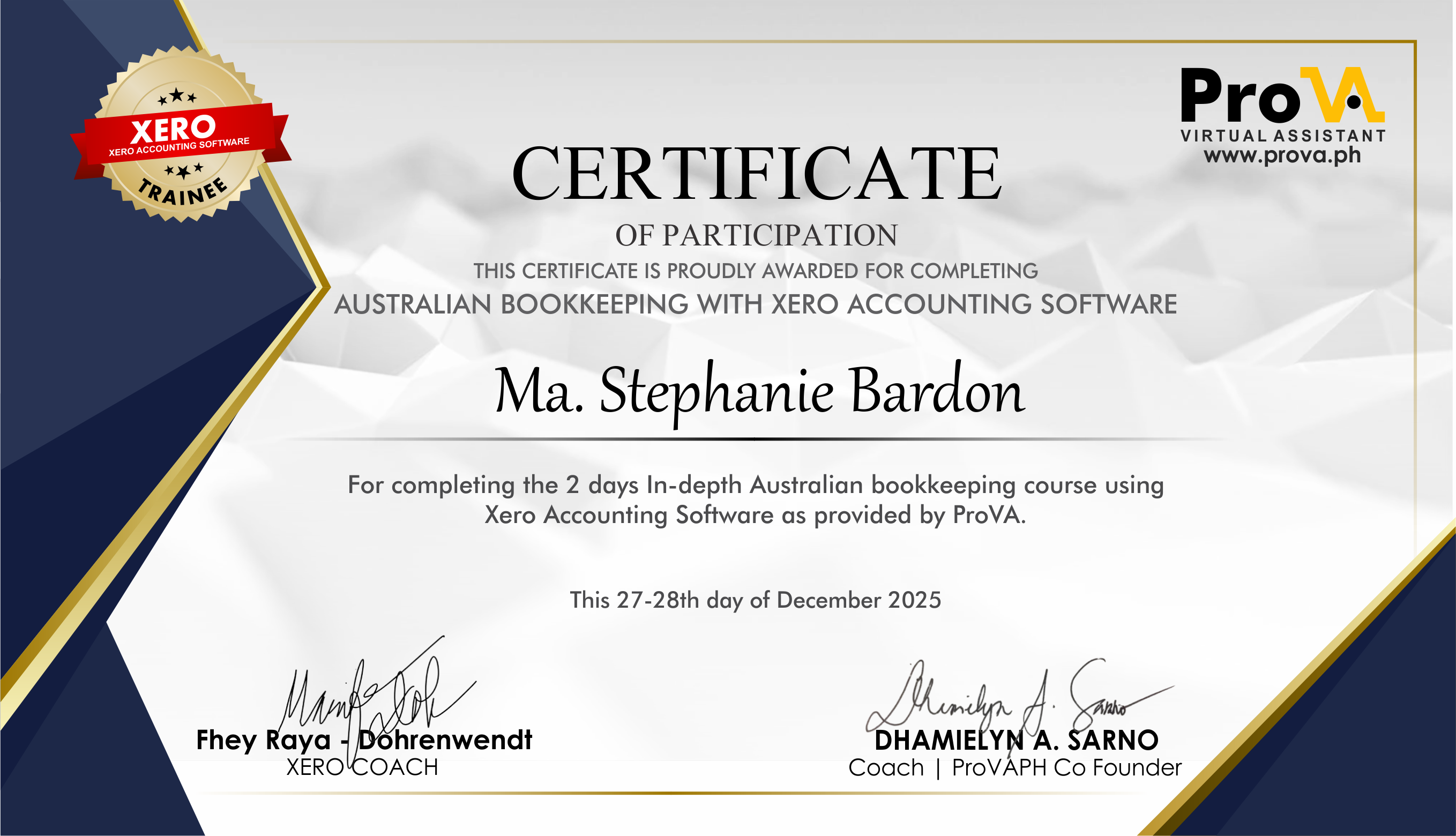 XERO ACCOUNTING SOFTWARE TRAINING CERTIFICATE