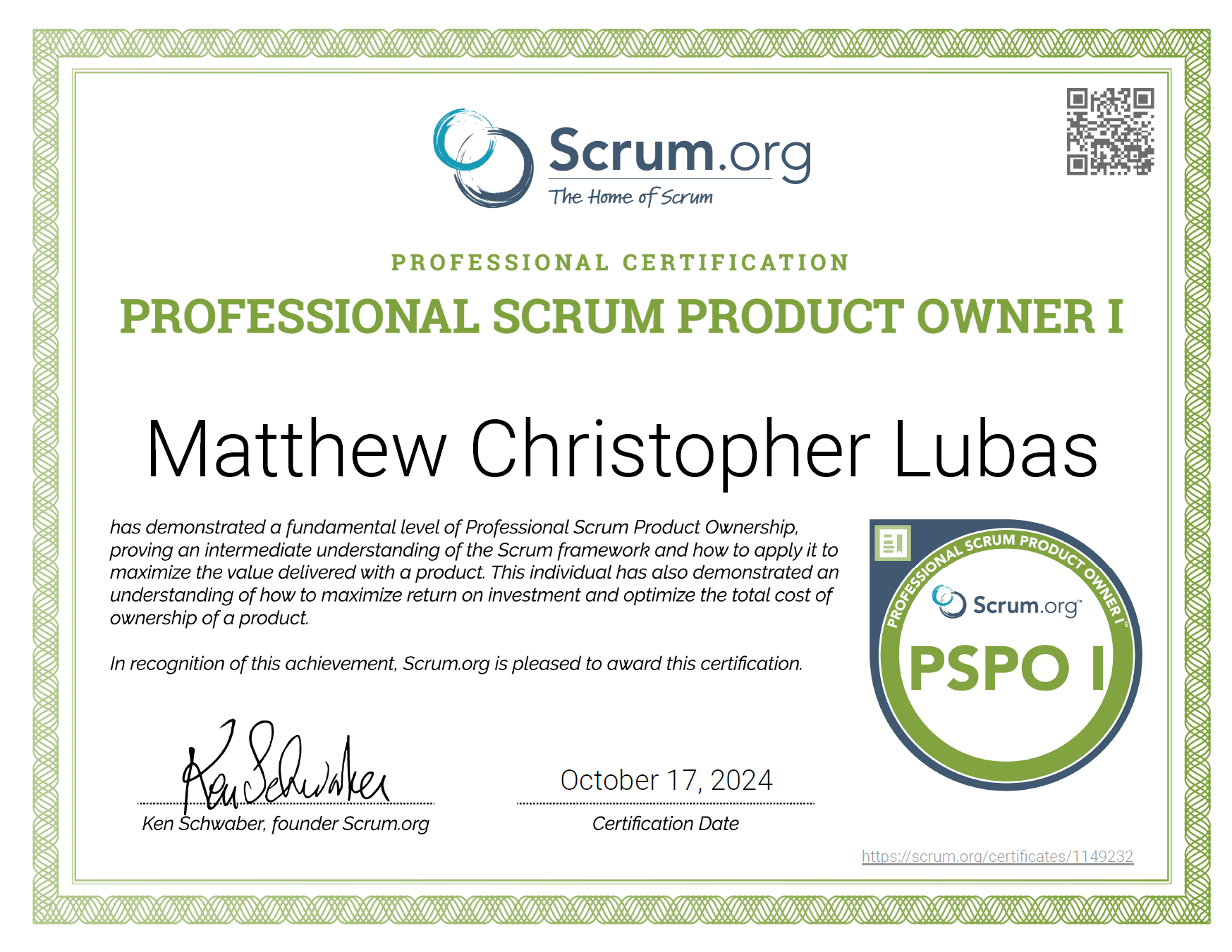 Professional Product Owner I