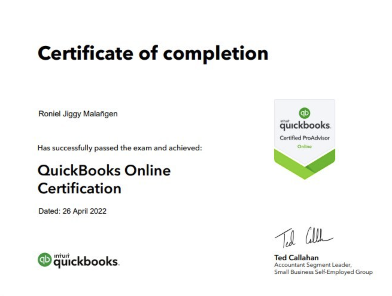 QuickBooks Online Pro Advisor