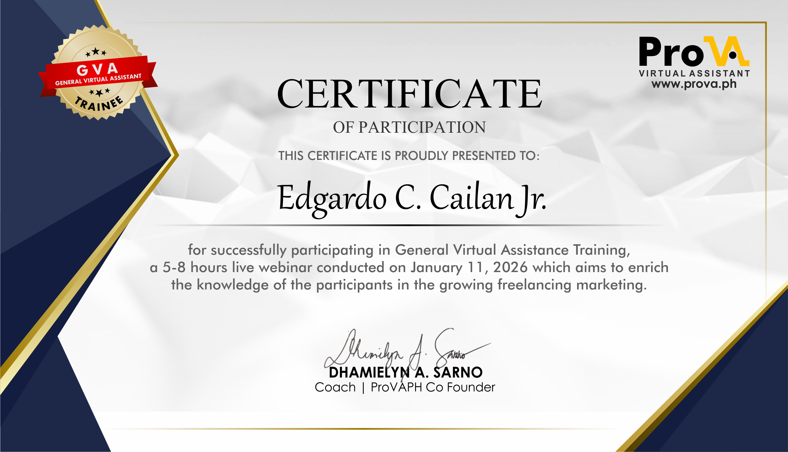 General Virtual Assistance  Training