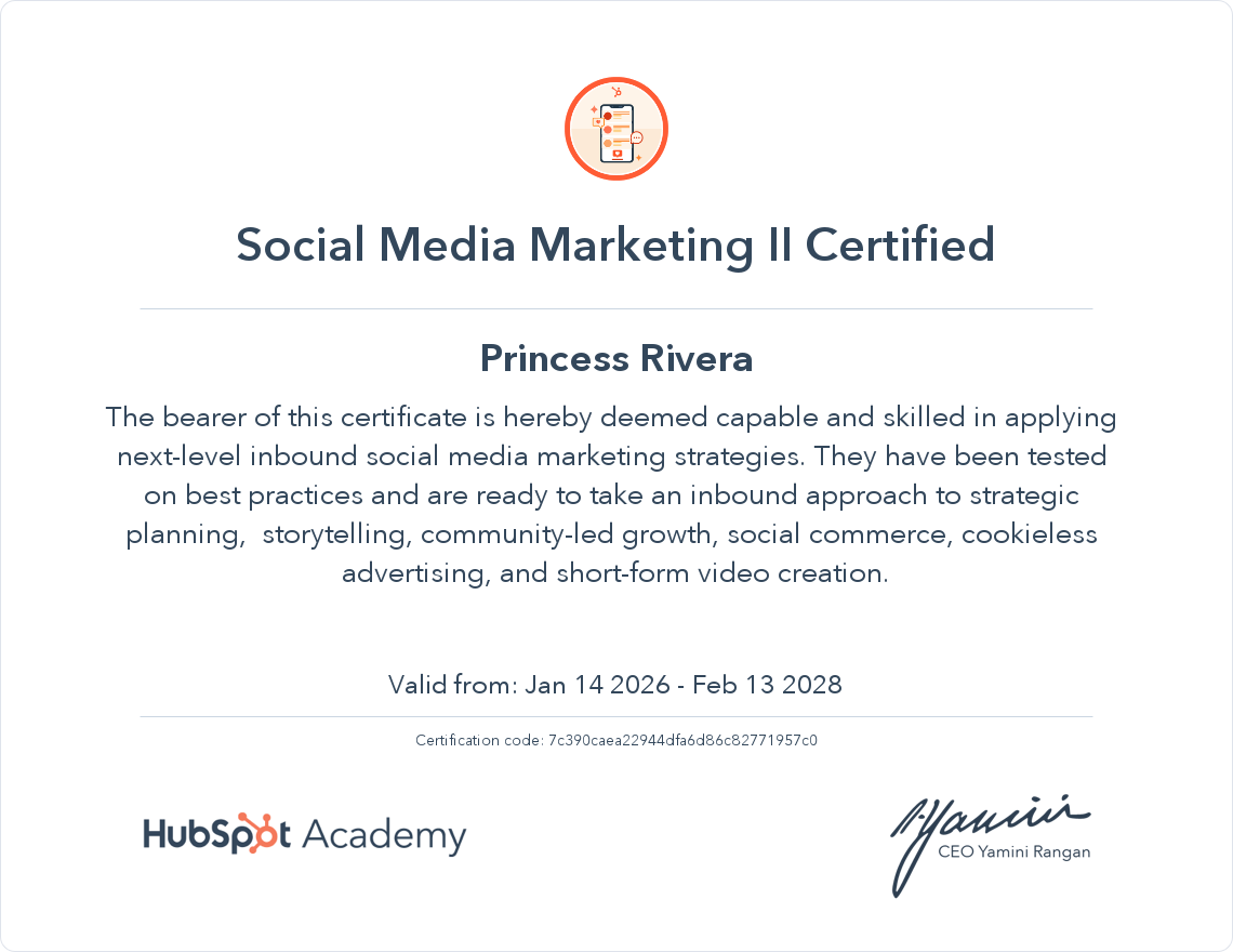 Social Media Marketing Certification II