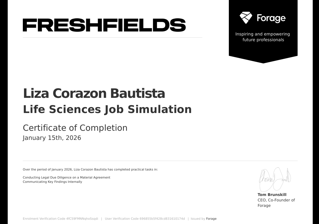 freshfield life Science Job Simulation in Forage