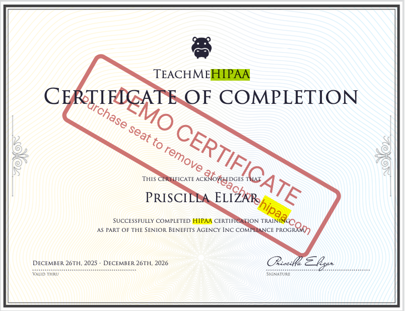 HIPAA Certificate