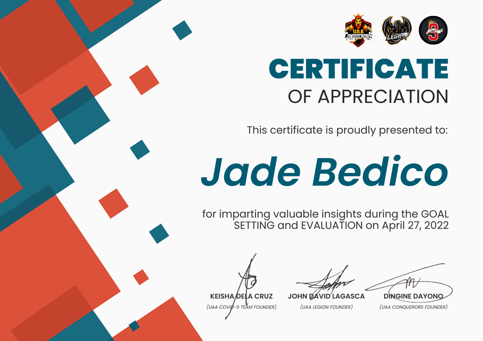 Goal setting and Evaluation