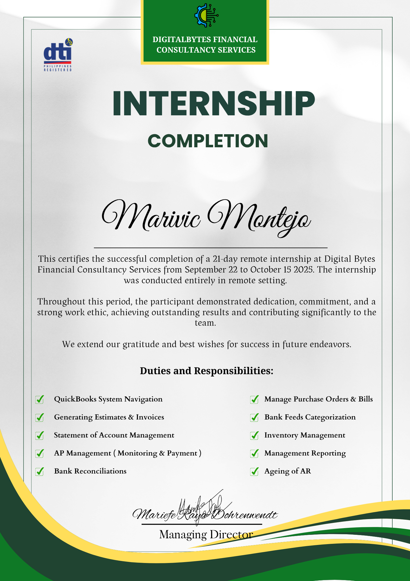 Internship Completion_ Bookkeeping