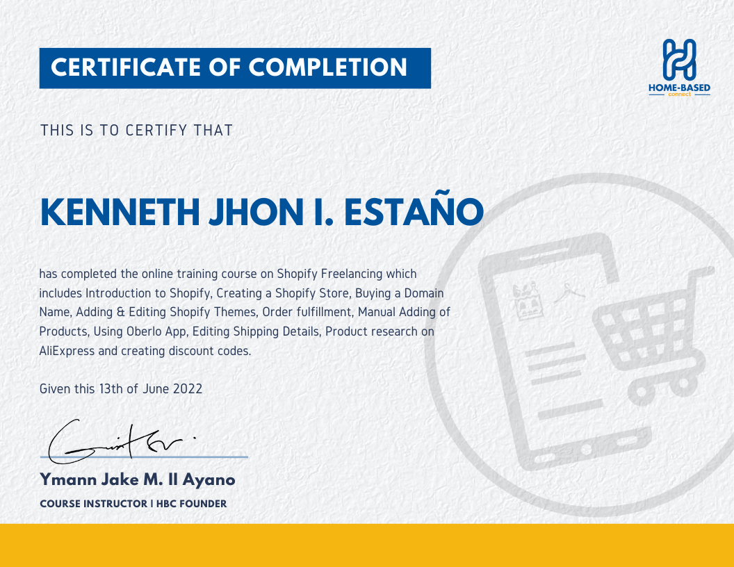 Shopify Freelancing Certificate